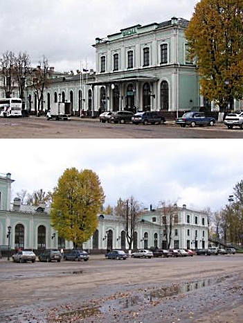 Будівля пасажирського вокзалу розташоване на території залізничної станції Псков